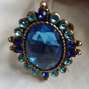 Statement blue and gold ring